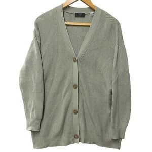 TAHARI Cardigan Sweater Women's‎ Medium Green Button Front V-Neck (LN)